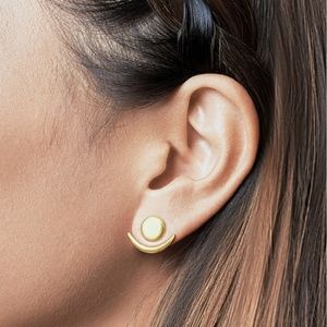 Unique matte gold "moon rising" ear jacket